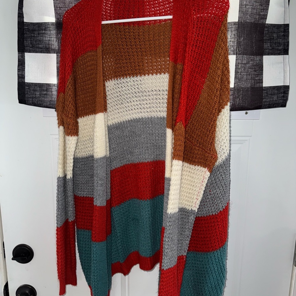 Colorful Striped Women's Sweater Cardigan